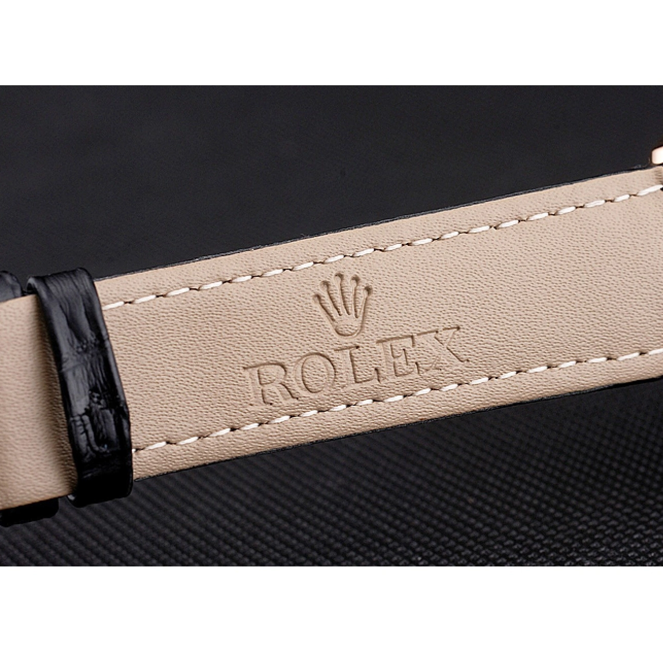 Good Copy Rolex Watches Leather White Rose Case Black Swiss Rolex Strap Datejust Gold Dial 0706